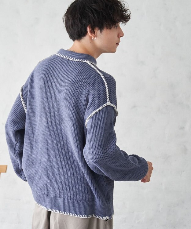 WEGO ハンドステッチポロプルオーバー ブルー