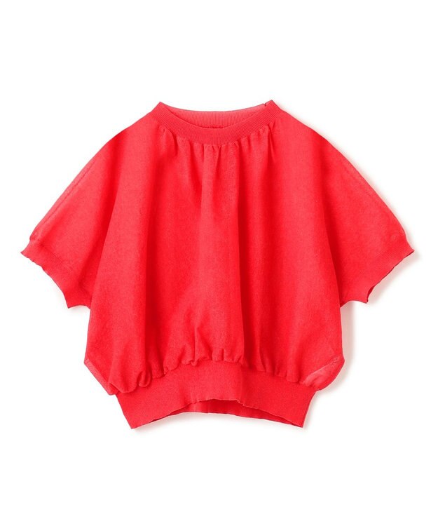 BEIGE， 【洗える・Oggi 7月号掲載】LUPINUS / リネン混半袖プルオーバーギャザーニット Poppy Red