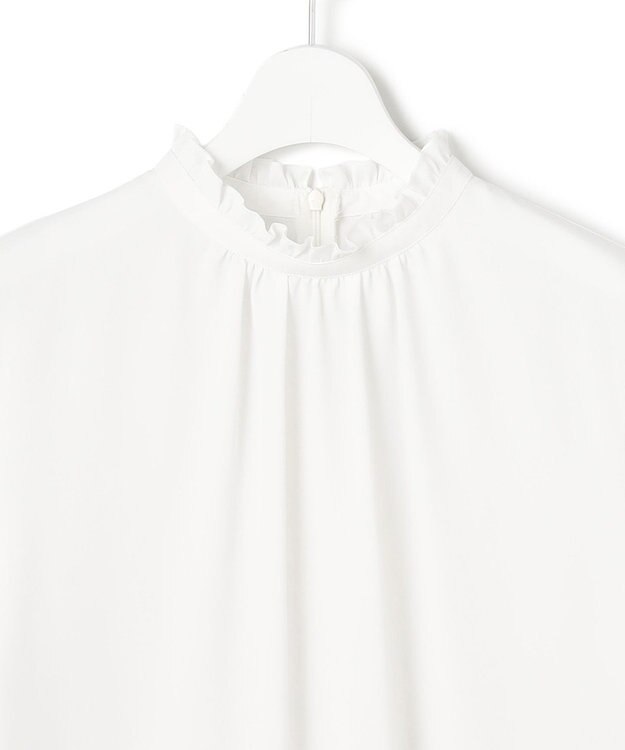 23区 L 【洗える】バックサテンアムンゼン フリルデザインシャツ ホワイト系