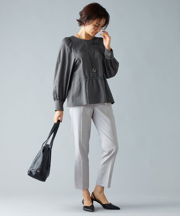 自由区 L パウダリーツィルパフスリーブ ブラウス グレー系