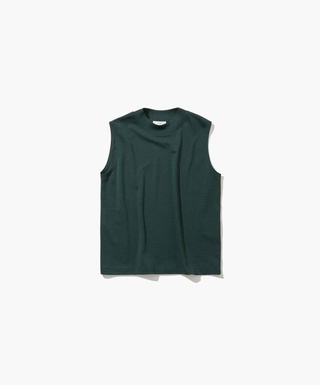 ATON DRY COTTON JERSEY | モックネックスリーブレスプルオーバー GREEN