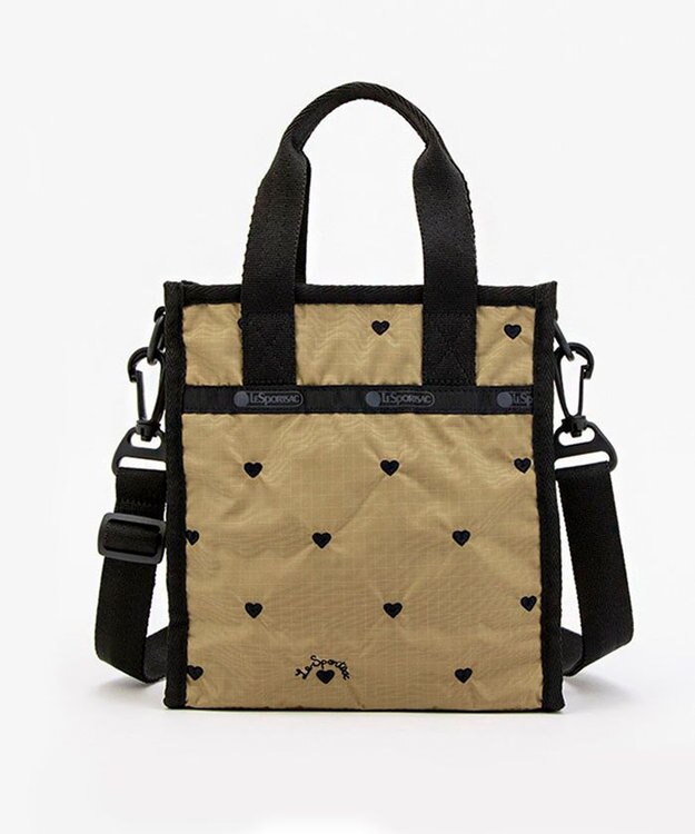 LeSportsac MINI N/S TOTE/モカブラックハートエンブロイダリー モカブラックハートエンブロイダリー