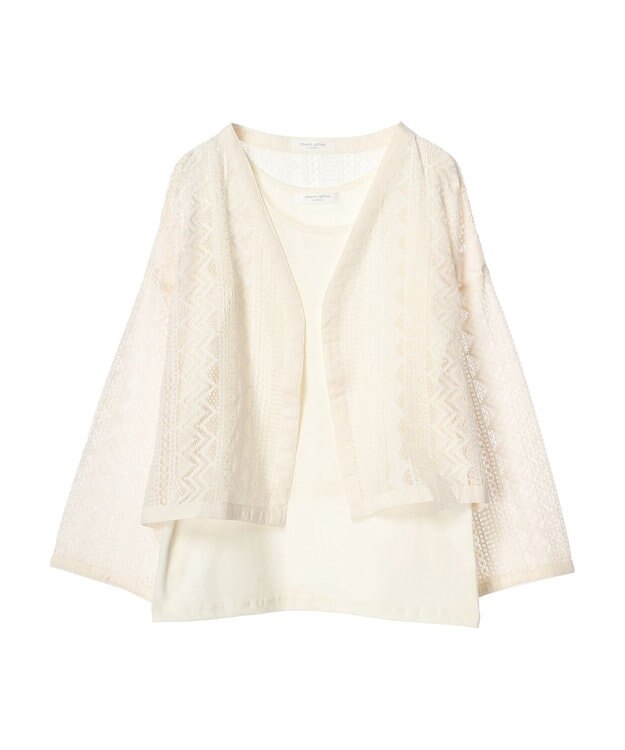 Green Parks ＳＥＴ２点　レースカーデ＋タンクトップ Off White