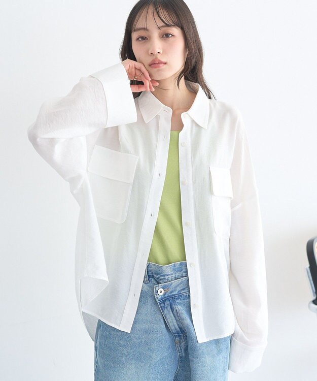 earth music&ecology Ｗポケットシャツ Off White
