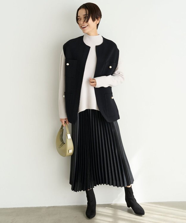 UNFILO ウールカシミヤ ハイネックニット グレージュ