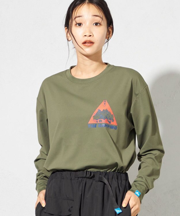 SHARE PARK LADIES 【UNISEX】UVカット アートコラボロングTシャツ〈CAMP〉（S・Mサイズ） カーキ
