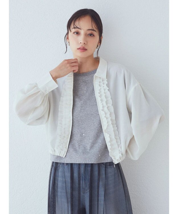 earth music&ecology フリルシャツ Off White