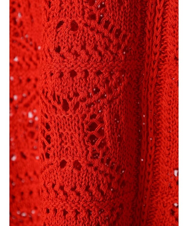 Green Parks 格子柄編みニットカーディガン Red