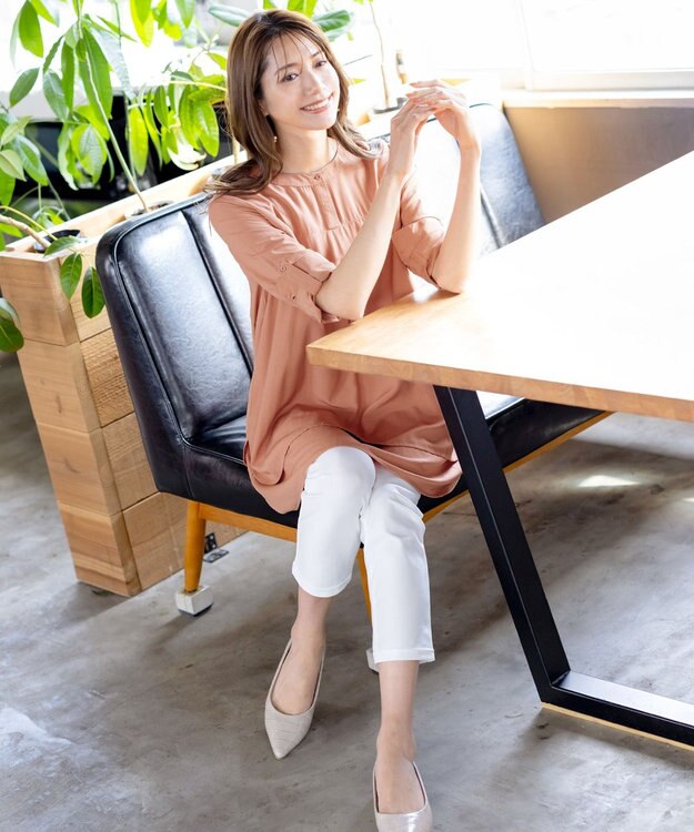 Tiaclasse 【洗える】レイヤードヘムシャツチュニック オレンジ