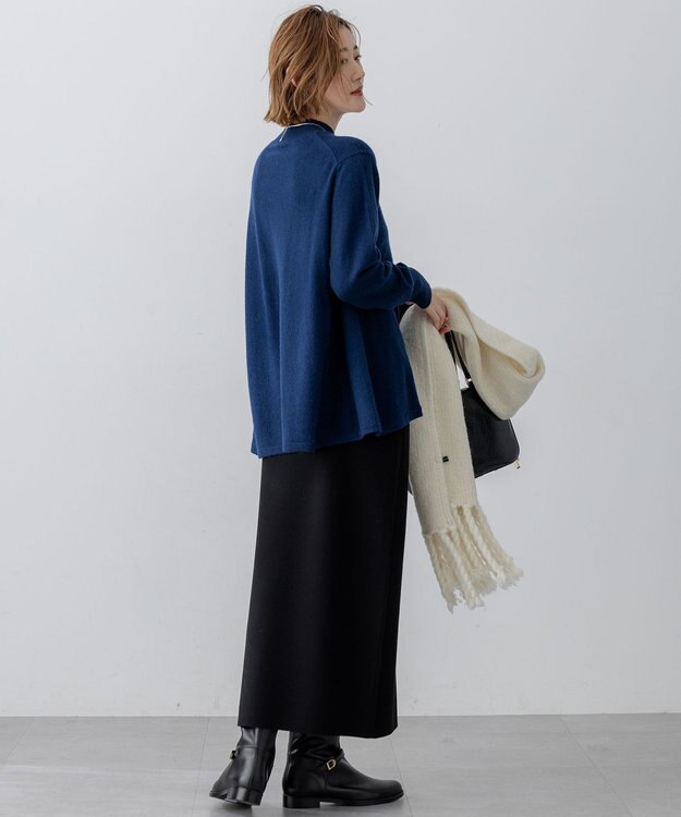 23区 L 【洗える】ピュアカシミヤ フレア ニット ブルー系