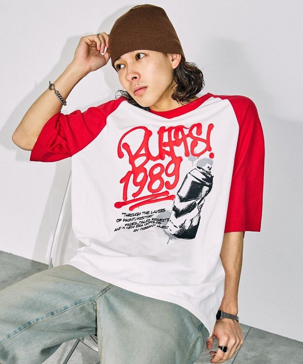 WEGO フォトグラフィックラグランBIGT（S） 柄1