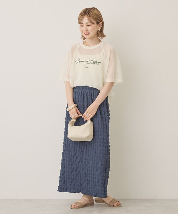 AMERICAN HOLIC プリントロゴシアーニットプルオーバー Ivory