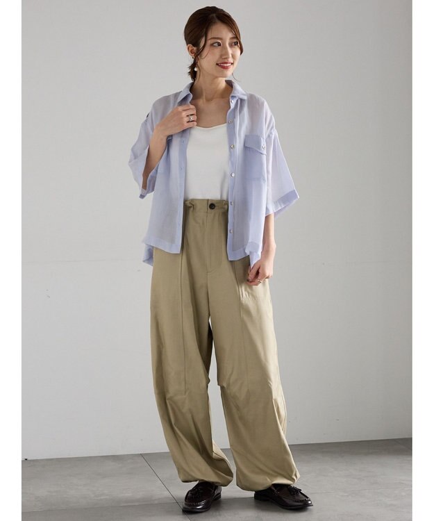 Te chichi シャイニーツイルパラシュートパンツ《2025Autumn catalog item》 カーキ