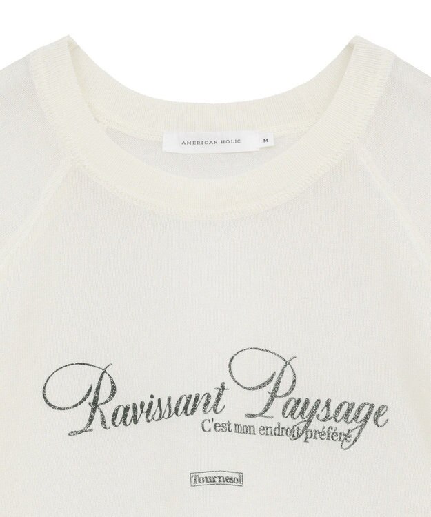 AMERICAN HOLIC プリントロゴシアーニットプルオーバー Ivory