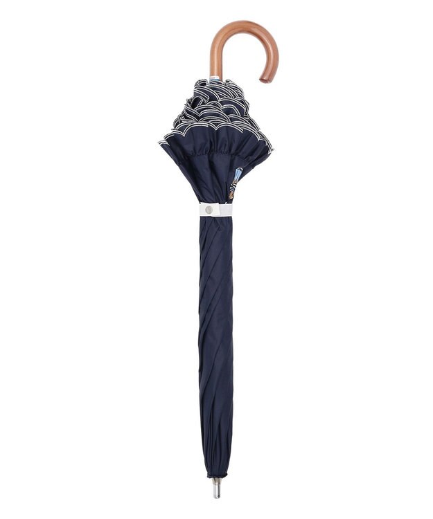 MOONBAT POLO RALPH LAUREN【WEB限定】晴雨兼用日傘 長傘 ワンポイントベア刺繍 フリル 一級遮光 遮熱 UV ネイビーブルー(プレーン)