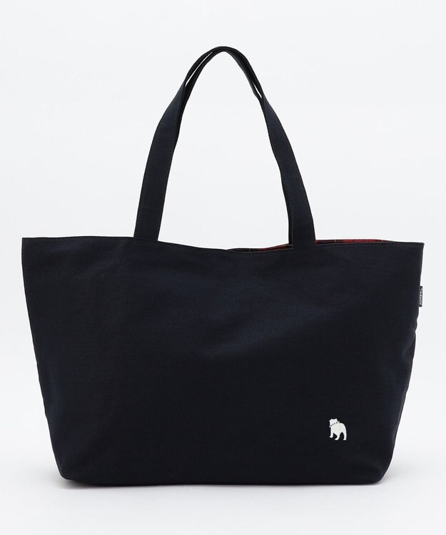 J.PRESS LADIES 【完全受注生産】ポーチ付き キャンバス トートバッグ ネイビー×レッドチェック系