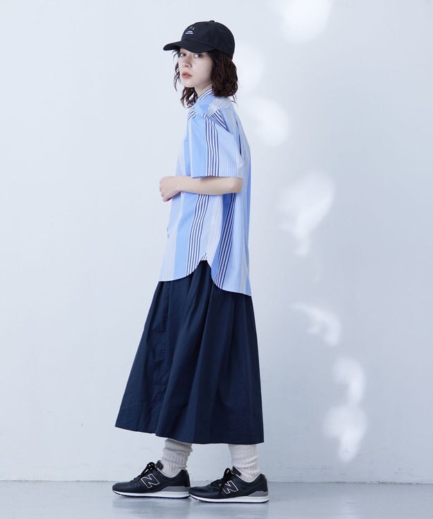 J.PRESS YORK STREET 【UNISEX】マルチストライプバンドカラー シャツ サックスブルー系7