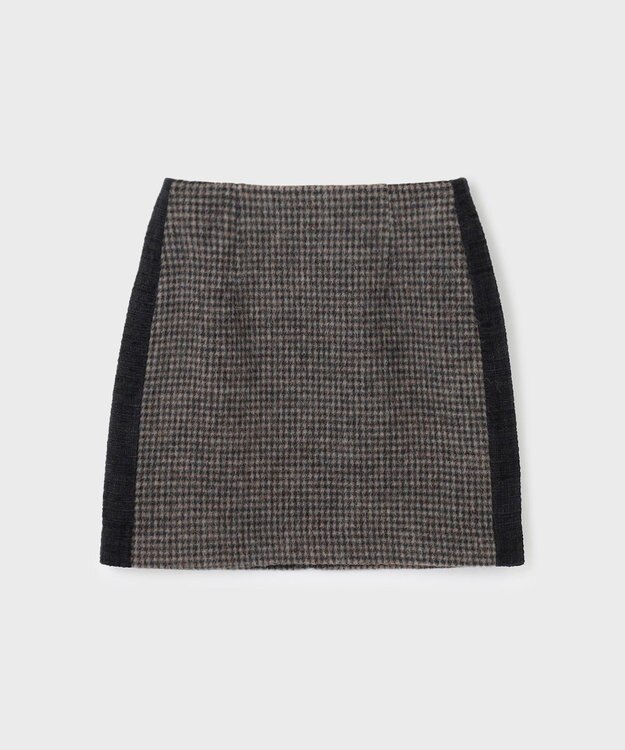 GRACE CONTINENTAL シャギーチェックミニスカート ブラウン