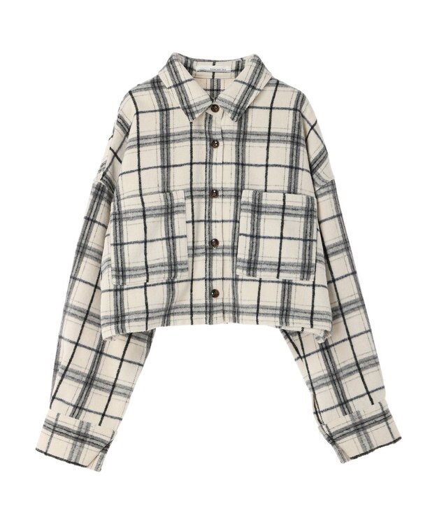 Green Parks ・ＥＬＥＮＣＡＲＥ　ＤＵＥ　シャギーチェックショートシャツ Ivory