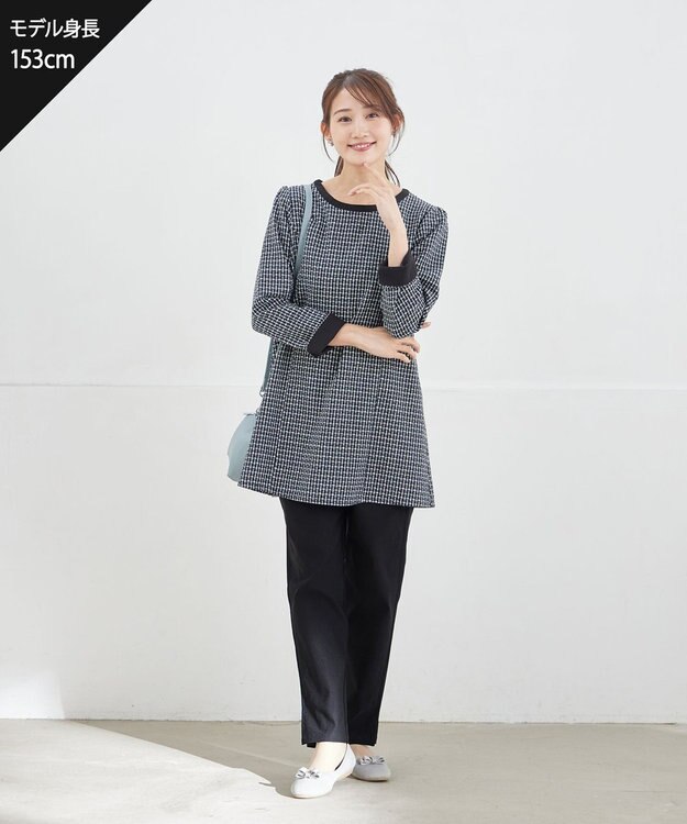 Tiaclasse L 【洗える】ツイードチュニック ネイビー