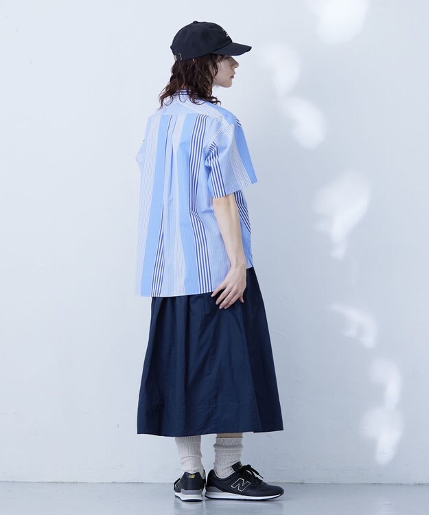 J.PRESS YORK STREET 【UNISEX】マルチストライプバンドカラー シャツ サックスブルー系7