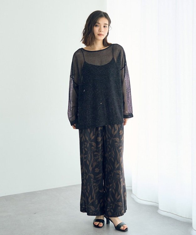 YECCA VECCA 2wayラメメッシュトップス Black