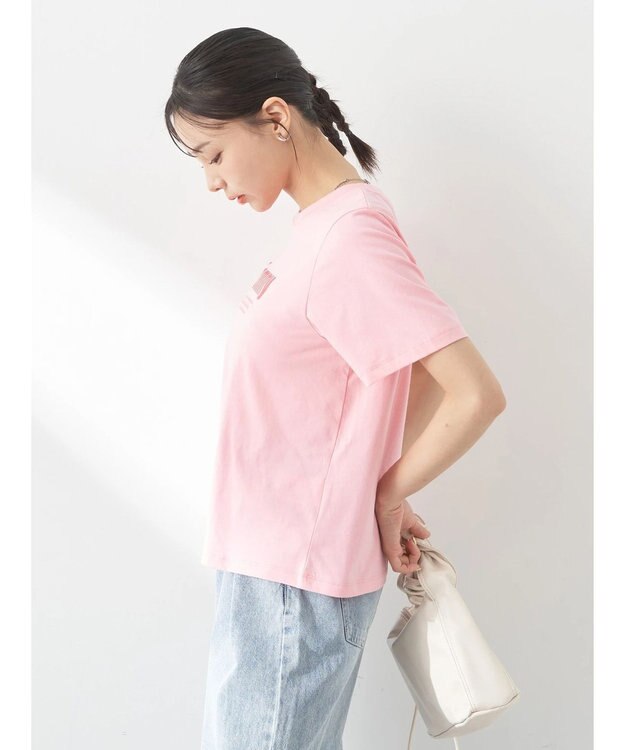 earth music&ecology ロゴソリッドミニマルＴシャツ Pink