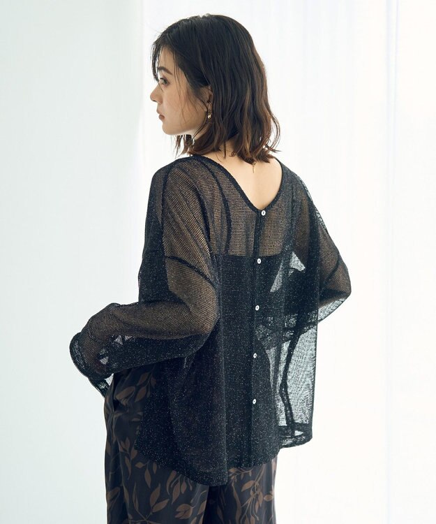 YECCA VECCA 2wayラメメッシュトップス Black