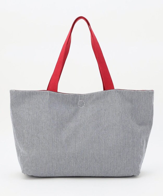 J.PRESS LADIES 【完全受注生産】ポーチ付き キャンバス トートバッグ レッド×ストライプ系