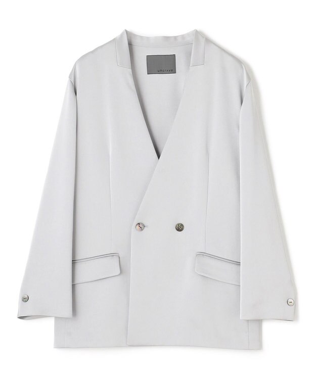 uncrave シャイニーダブルサテン ジャケット シルバーグレー