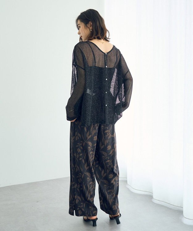 YECCA VECCA 2wayラメメッシュトップス Black