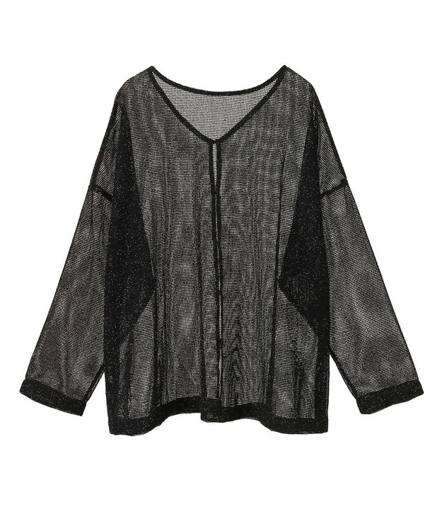 YECCA VECCA 2wayラメメッシュトップス Black
