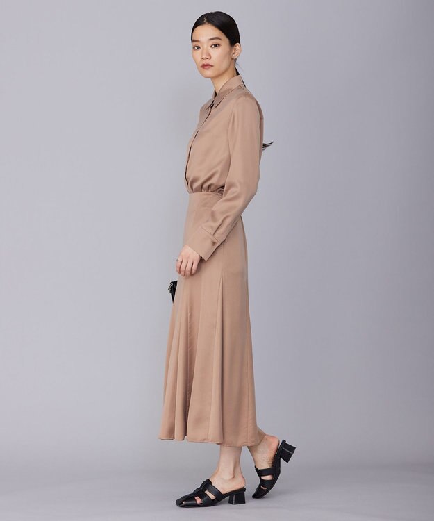 ICB 【洗える】 ルゼブフィブリルサテン シャツ レディッシュブラウン系