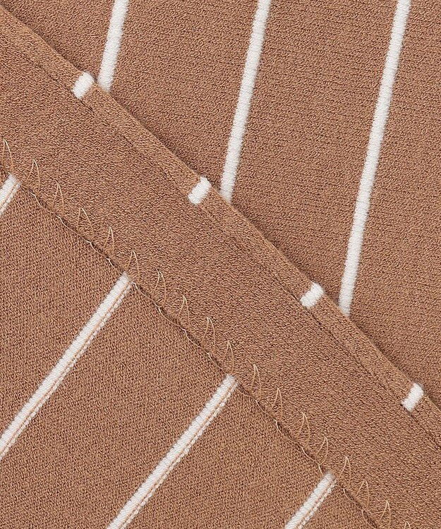 ICB L 【洗える】ヴィスコースワイド ストライプ柄プルオーバー ラディッシュブラウン柄系