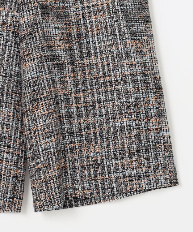 自由区 【洗える】エアリーツイードワイドクロップド パンツ グレイッシュミントミックス