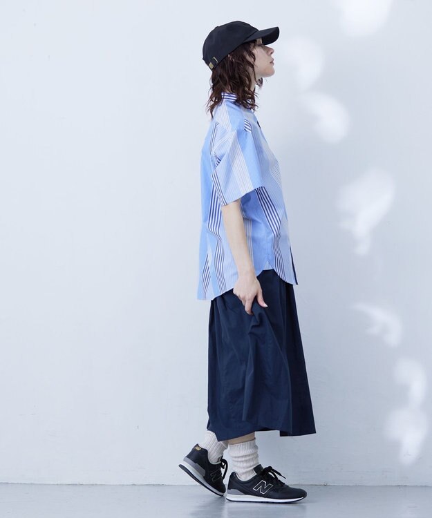 J.PRESS YORK STREET 【UNISEX】マルチストライプバンドカラー シャツ サックスブルー系7