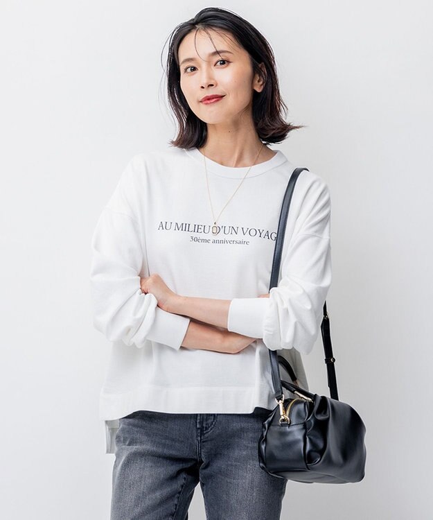 23区 【洗える】フレンチコットンテリー ロゴ トップス ホワイト系