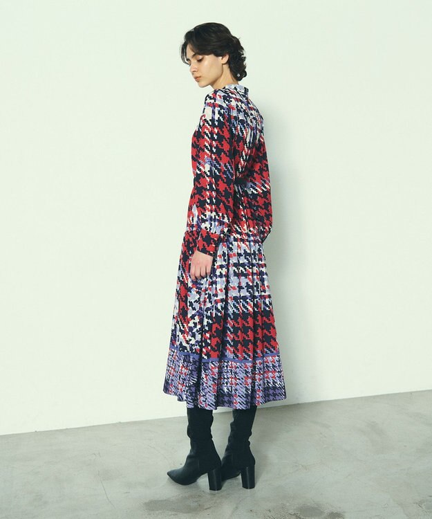 GRACE CONTINENTAL キカプリントティアードワンピース レッド