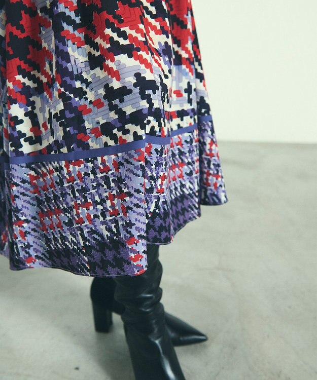 GRACE CONTINENTAL キカプリントティアードワンピース レッド