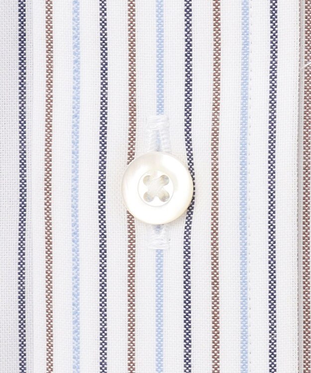 J.PRESS MEN 【PREMIUM PLEATS / 形態安定】ピンオックスカラードストライプシャツ / B.D. ブラウン系1