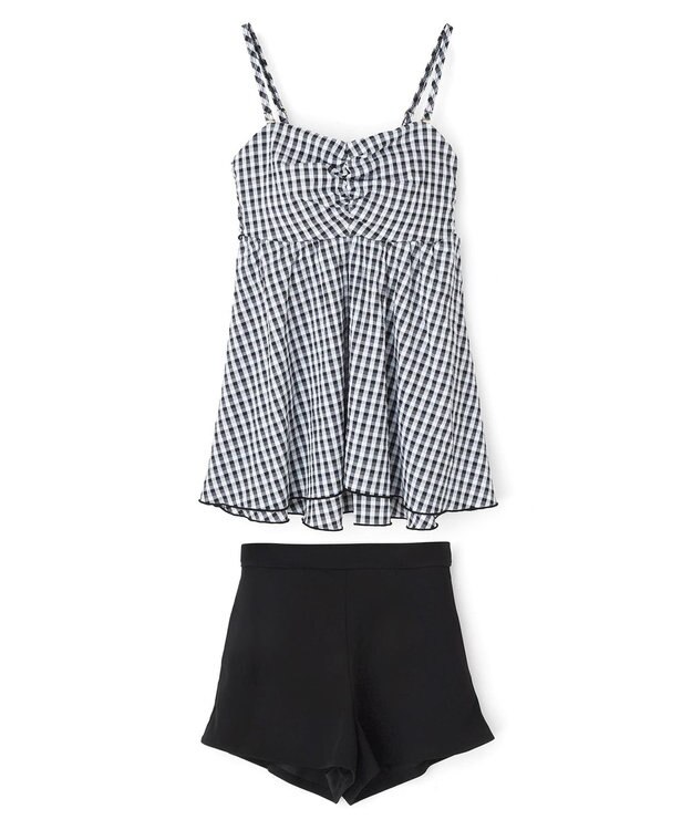 San-ai Resort（三愛水着楽園） 【WEB限定】ペプラムチェック3点セット【Beach Queen（ビーチクイーン）】 ブラック