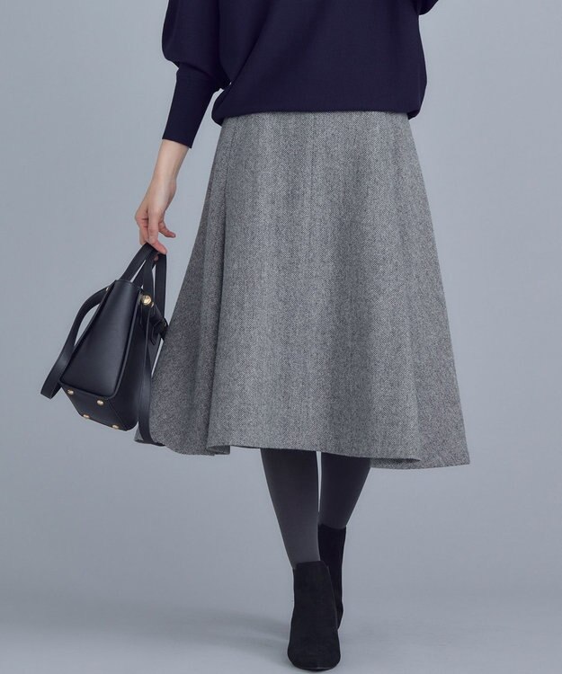 組曲 シックツイード フレアスカート ブラック系3