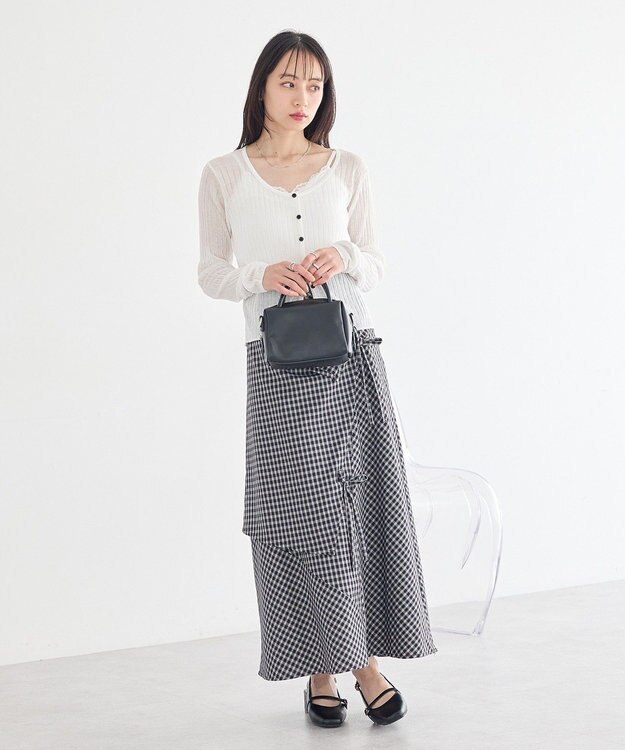 earth music&ecology ランダムキリカエラップスカート Check Black