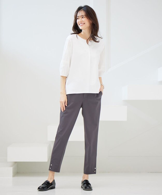 J.PRESS LADIES 【洗える】コンジュンク トリコットツイル パンツ グレー系