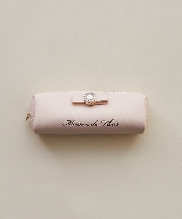 Maison de FLEUR パールビジュー合皮リボンロングポーチ Light Pink