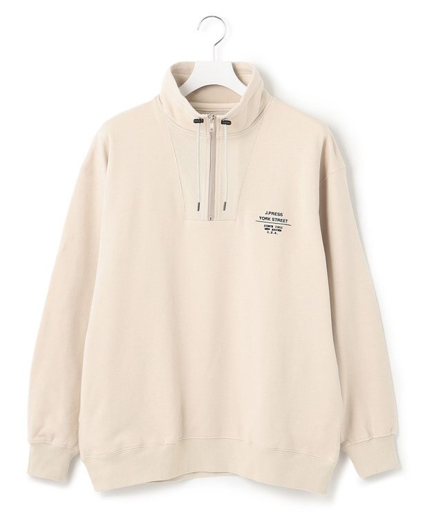 J.PRESS YORK STREET 【UNISEX】ロゴ刺繍ハーフジップ プルオーバー ベージュ系