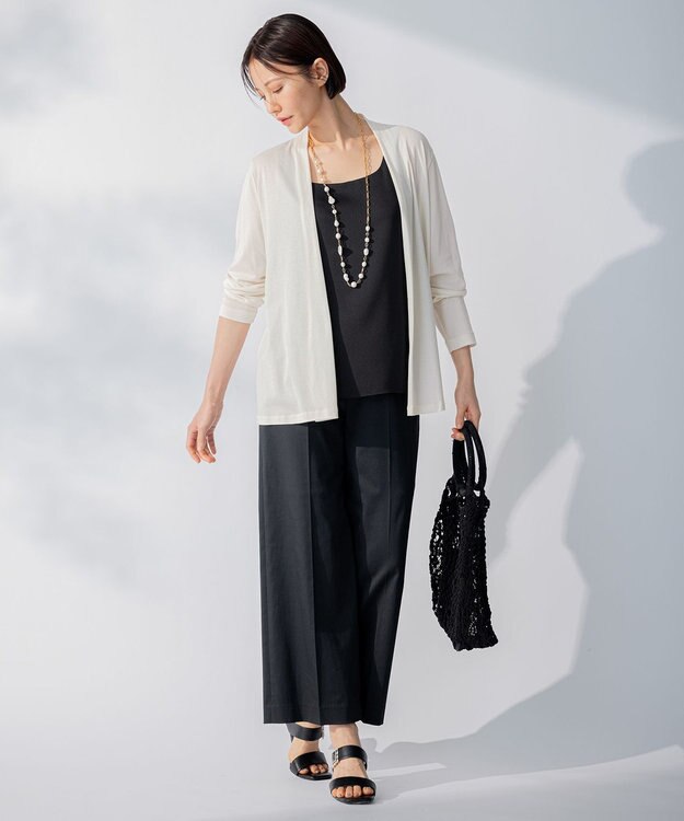 自由区 L 【接触冷感・UVカット・洗える】ハンディカーディガン ミドル丈 アイボリー系