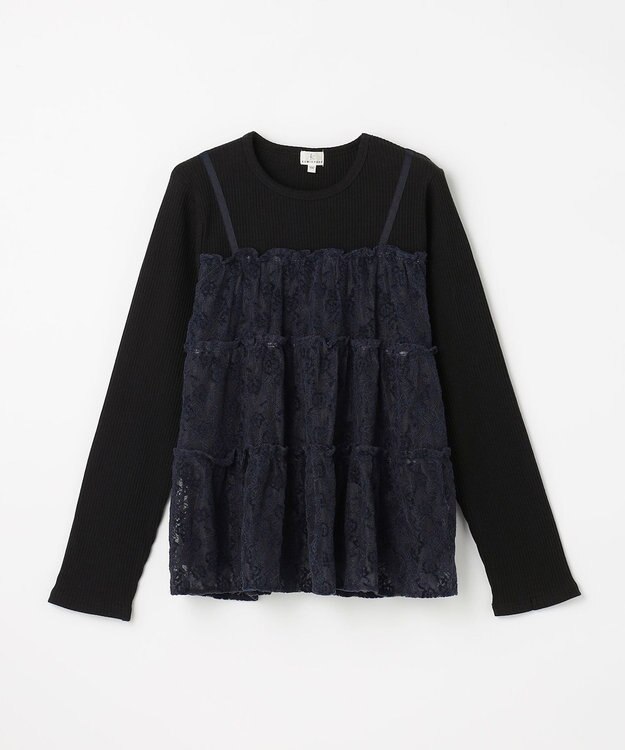 組曲 KIDS 【150-160㎝】スノウレースレイヤード トップス ネイビー