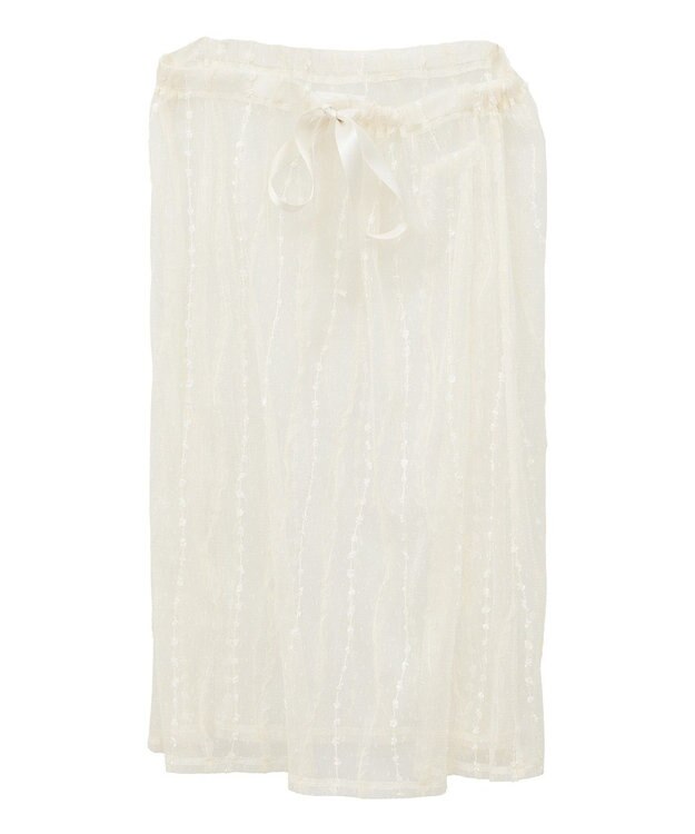 earth music&ecology ストライプレースレイヤードスカート Ivory