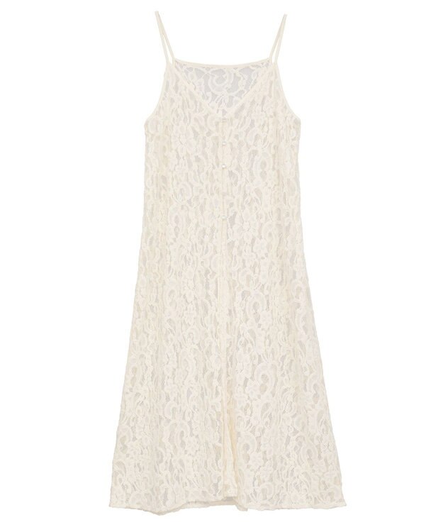 earth music&ecology 起毛レースレイヤードキャミワンピース Ivory